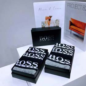 Boss Men's stylish solid color logo embroidered breathable briefs boxer briefs  (mens 3pcs)-2392