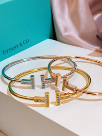 Tiffany full diamond coil open bracelet-3923